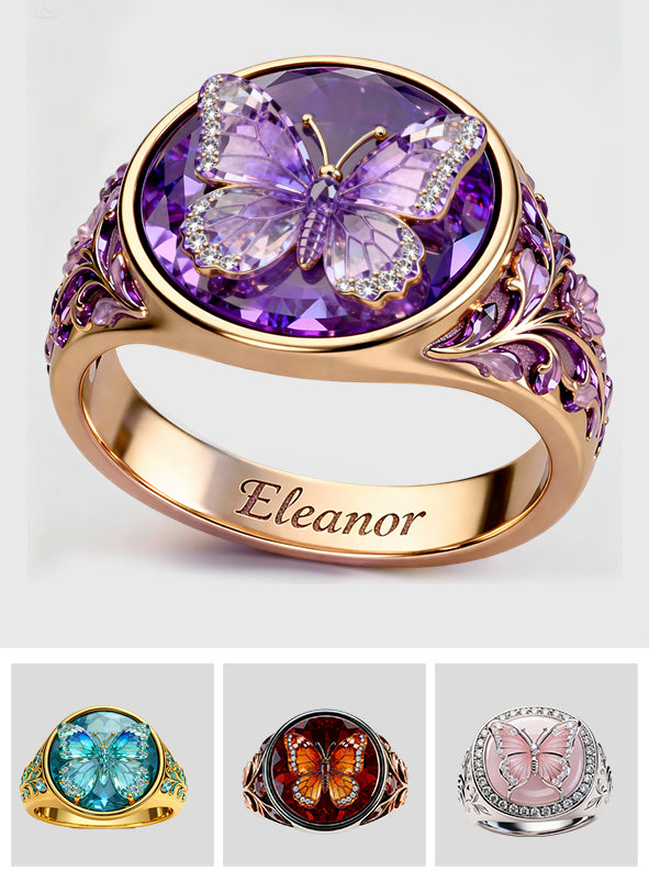 Bague chevalière papillon personnalisée Love Butterfly