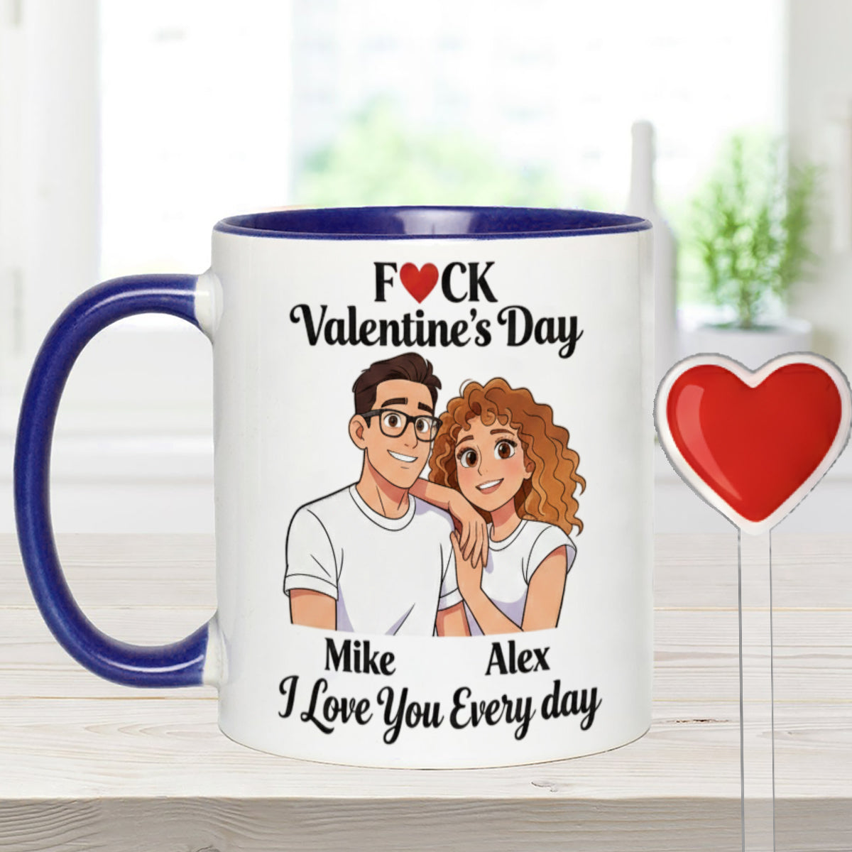 Cadeau personnalisé pour couple à partir de n'importe quelle photo - Mug assorti avec agitateurs en acrylique