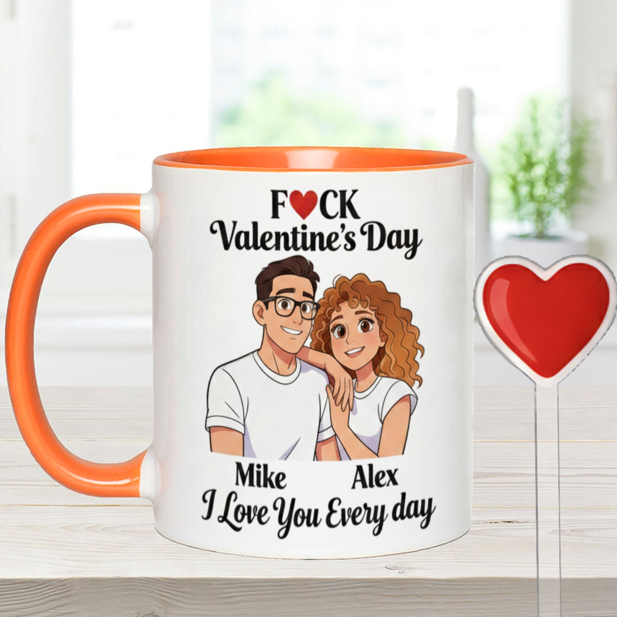 Cadeau personnalisé pour couple à partir de n'importe quelle photo - Mug assorti avec agitateurs en acrylique
