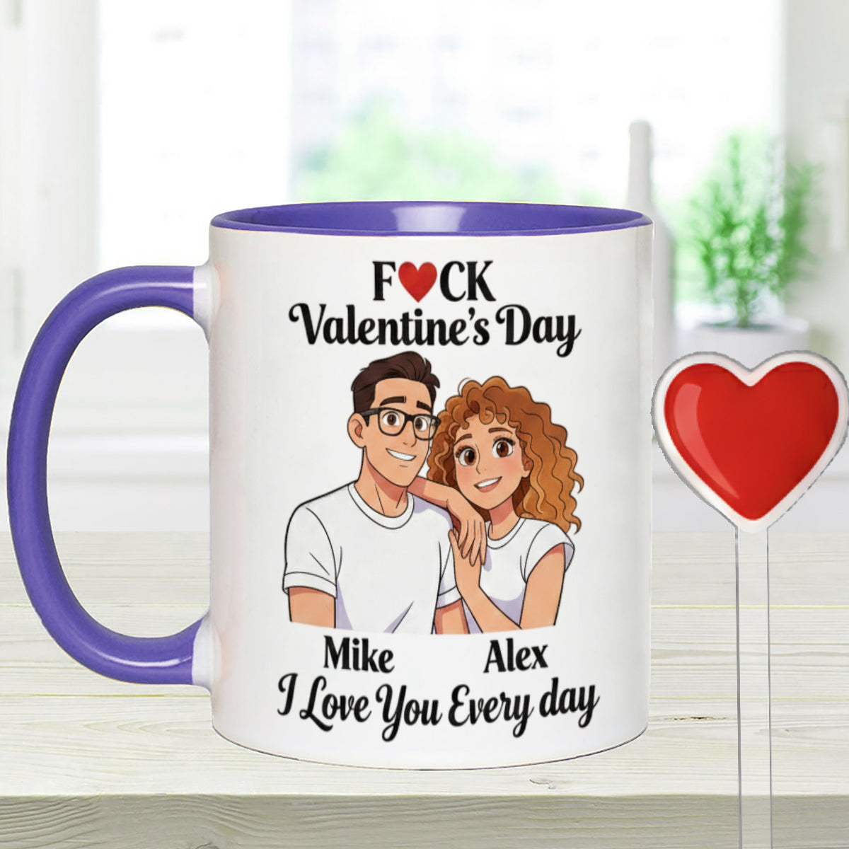 Cadeau personnalisé pour couple à partir de n'importe quelle photo - Mug assorti avec agitateurs en acrylique