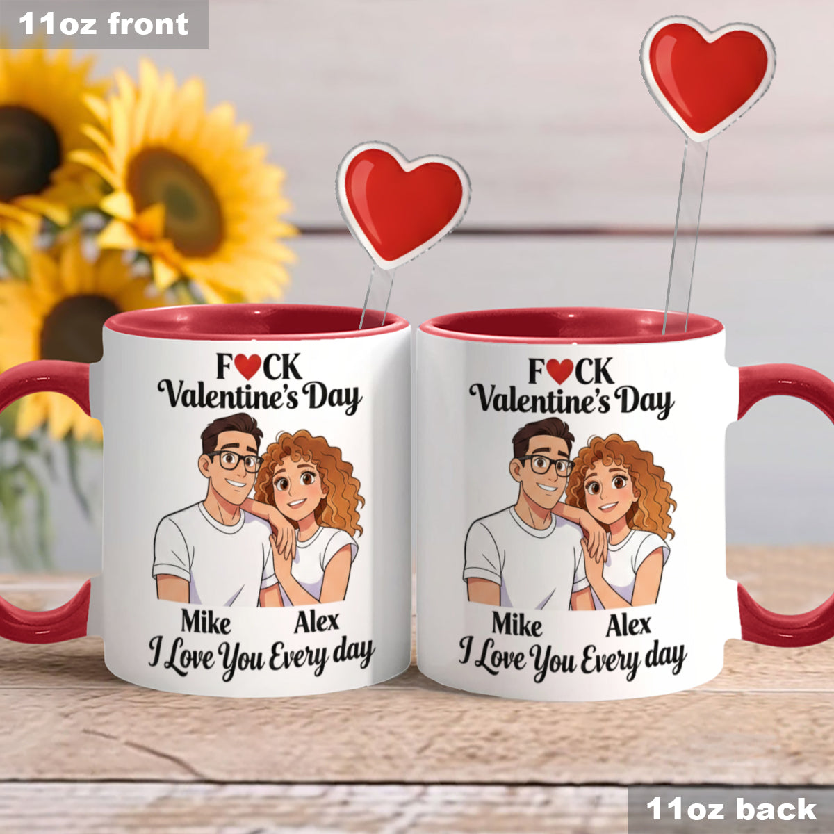 Cadeau personnalisé pour couple à partir de n'importe quelle photo - Mug assorti avec agitateurs en acrylique
