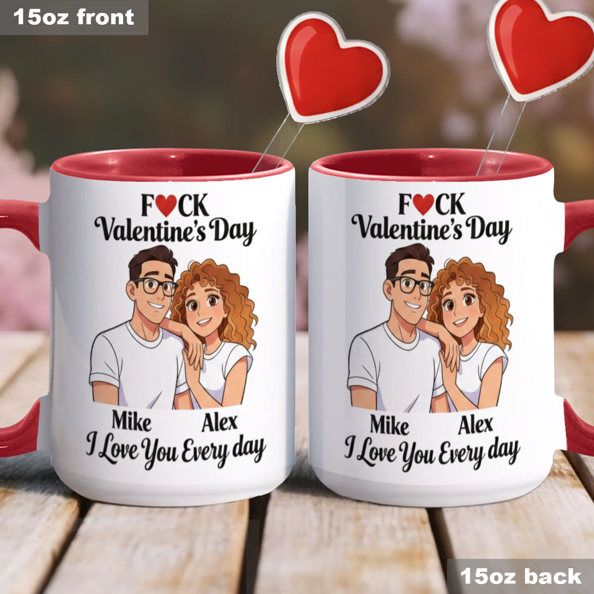 Cadeau personnalisé pour couple à partir de n'importe quelle photo - Mug assorti avec agitateurs en acrylique