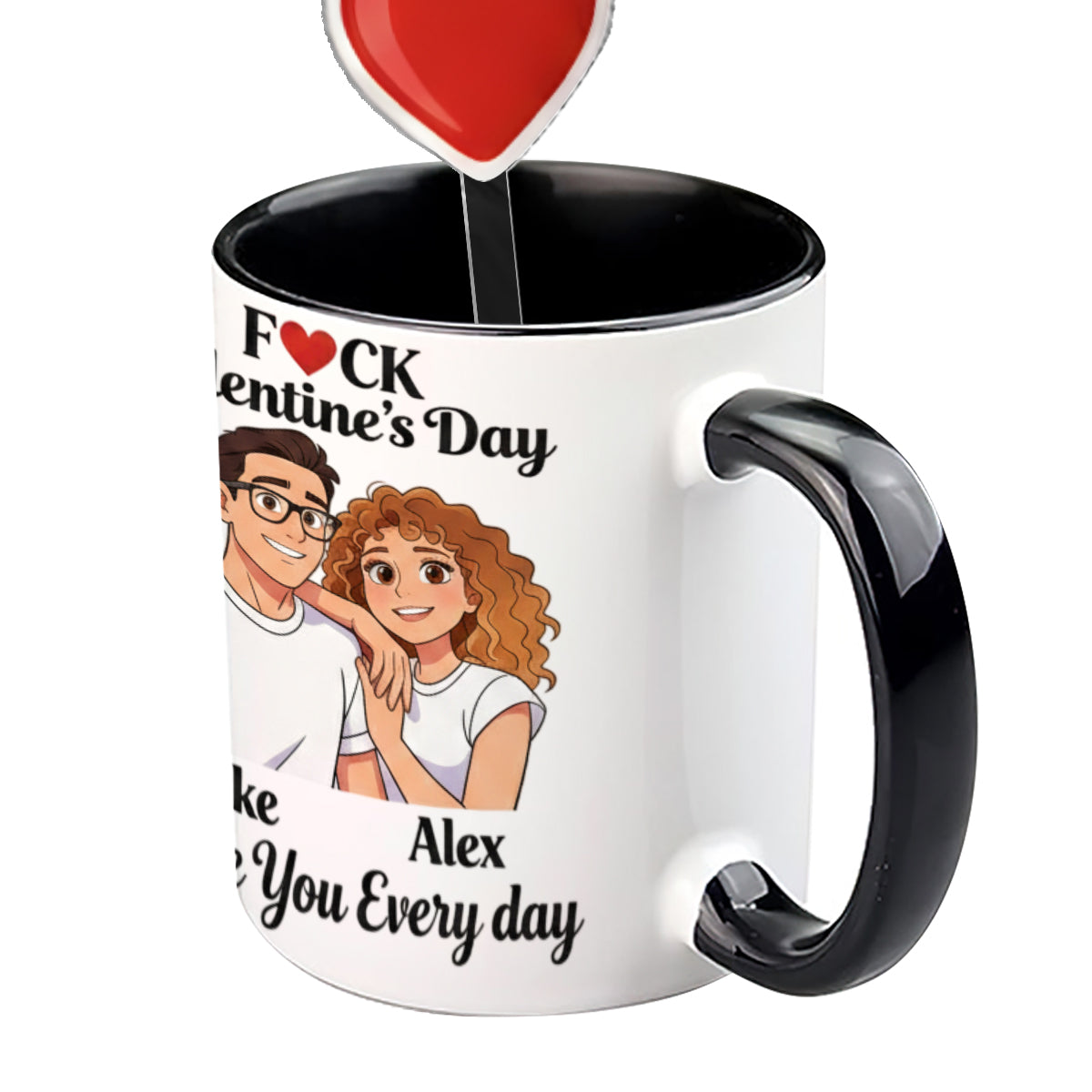 Cadeau personnalisé pour couple à partir de n'importe quelle photo - Mug assorti avec agitateurs en acrylique