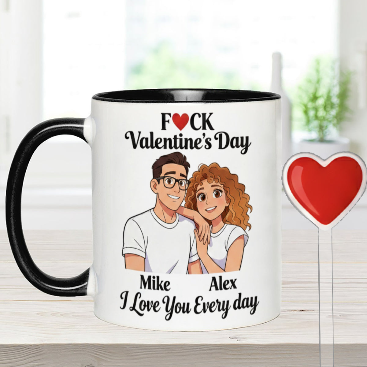 Cadeau personnalisé pour couple à partir de n'importe quelle photo - Mug assorti avec agitateurs en acrylique