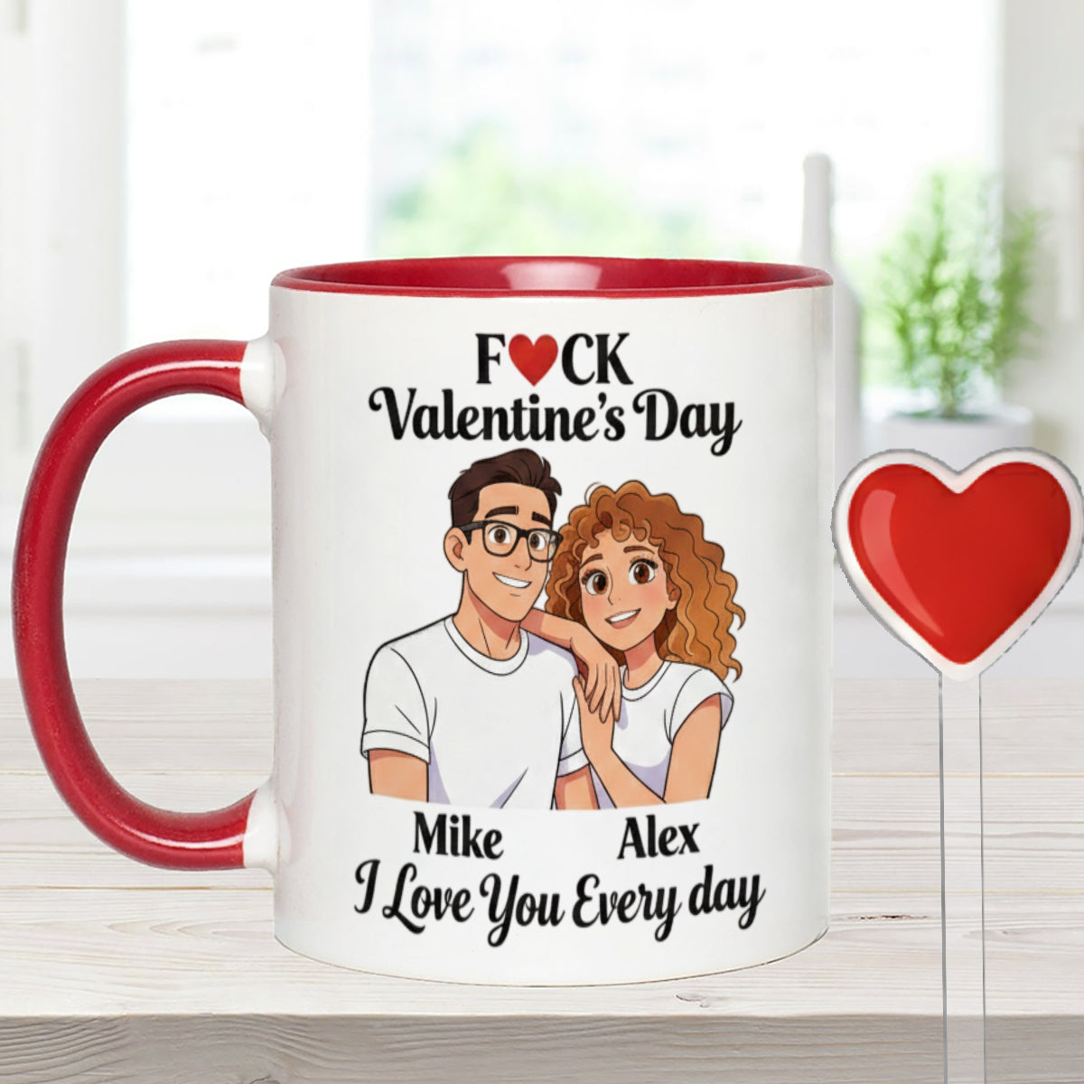 Cadeau personnalisé pour couple à partir de n'importe quelle photo - Mug assorti avec agitateurs en acrylique