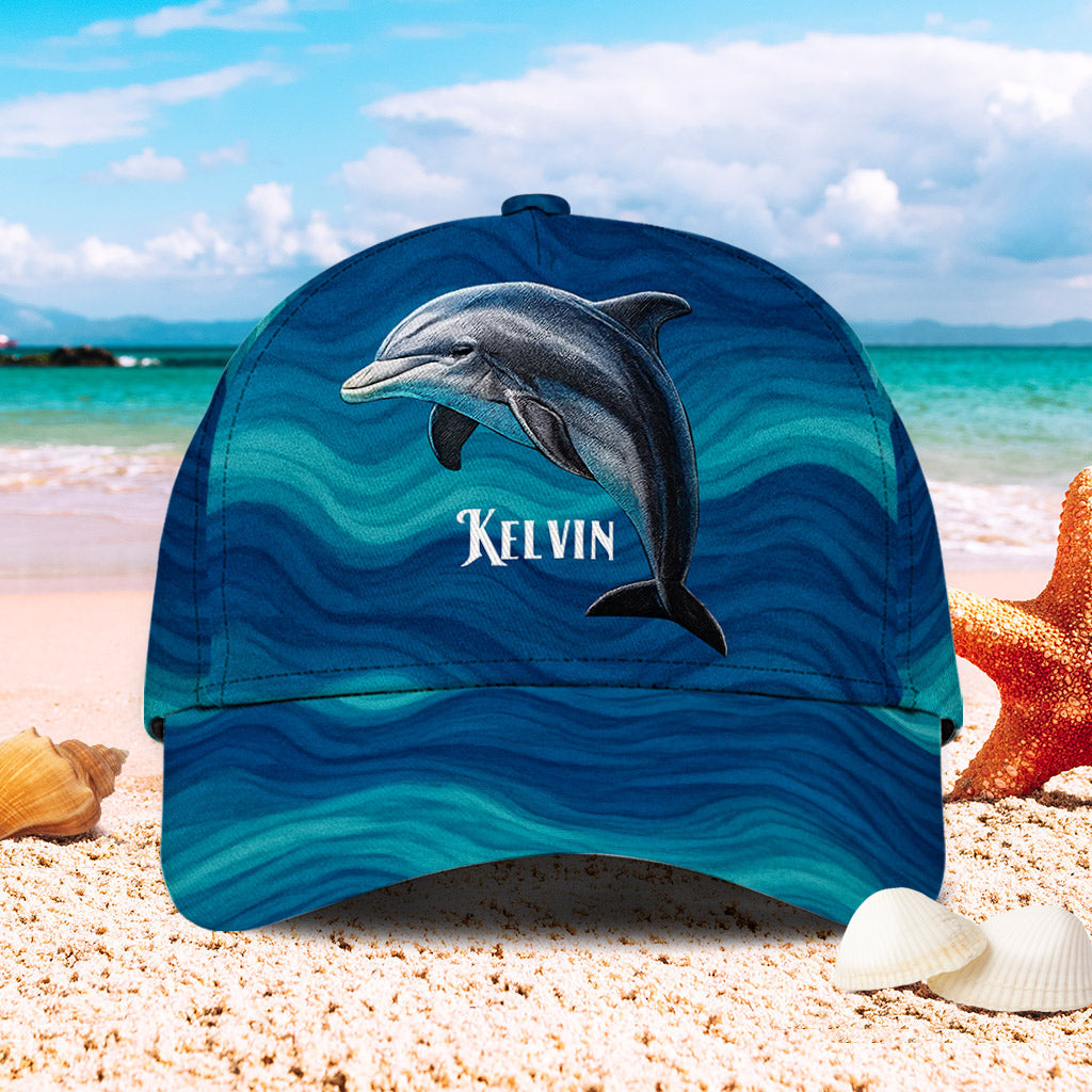 Delfin und Welle – Personalisierte Delfin-Klassikkappe