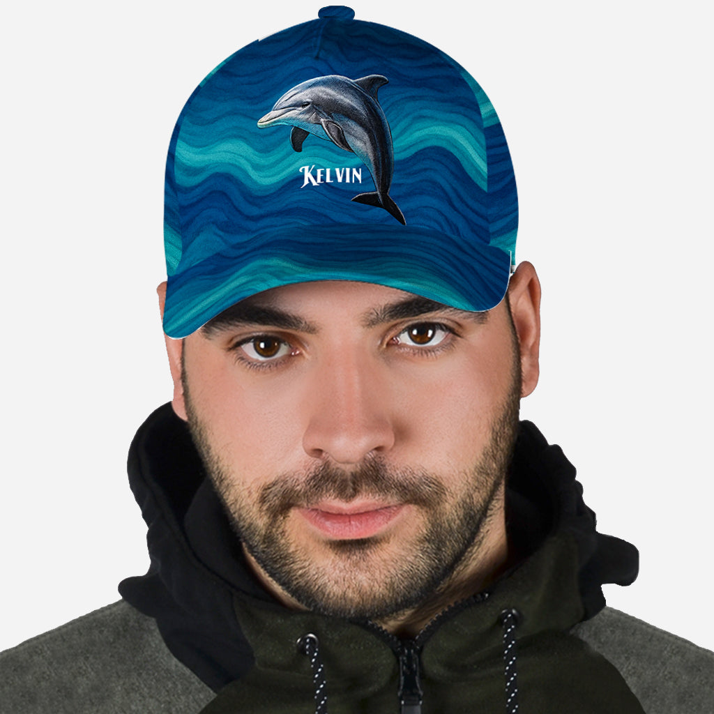 Delfin und Welle – Personalisierte Delfin-Klassikkappe