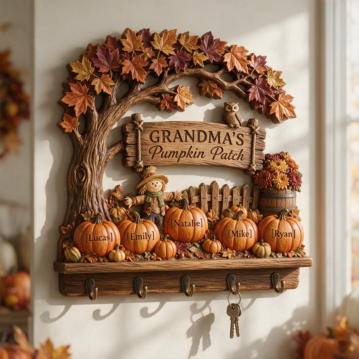My Pumpkin Patch - Personalized Grandma Custom Shaped Hanging Rack
