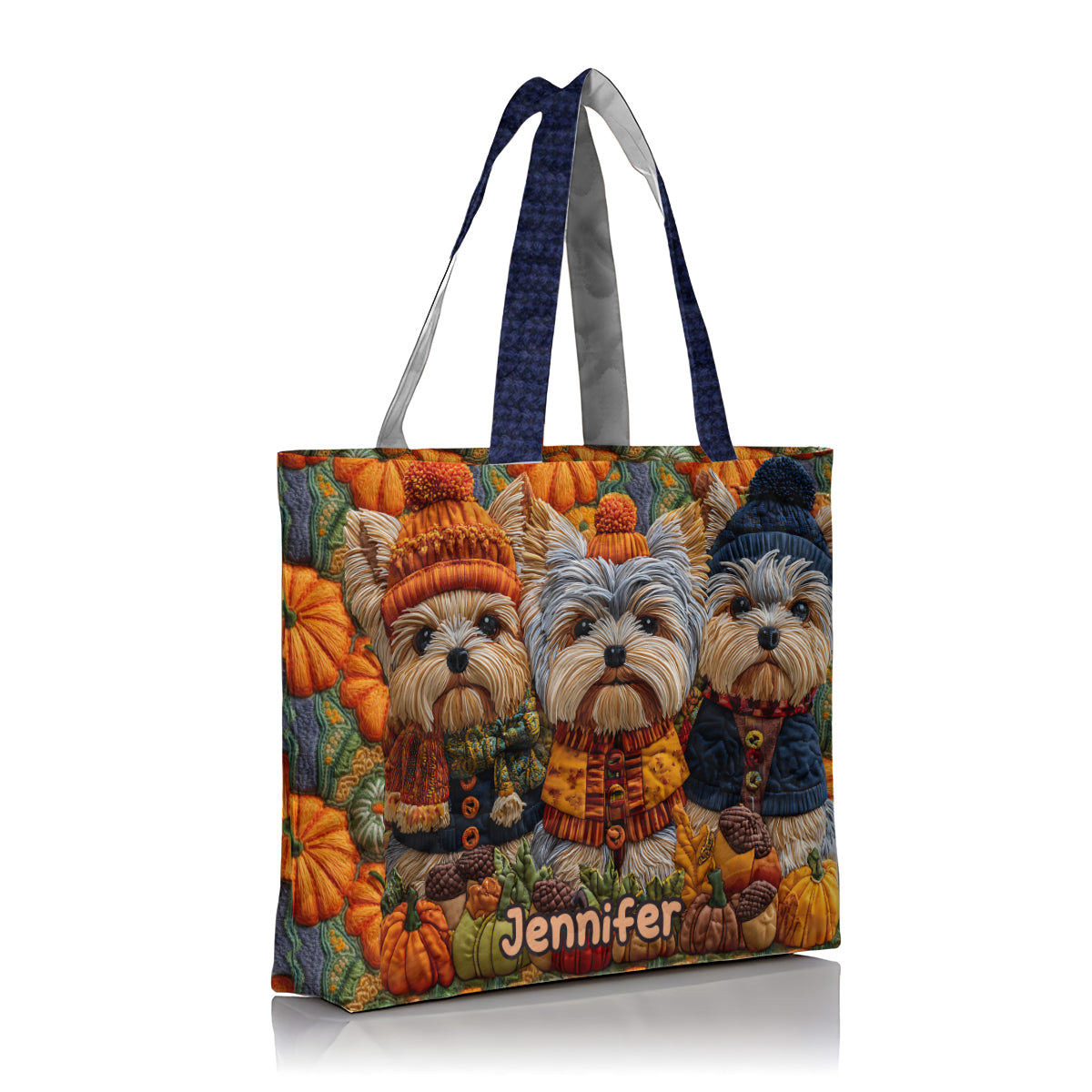 Sac fourre-tout matelassé personnalisé Yorkshire Terriers - Autumn Dog