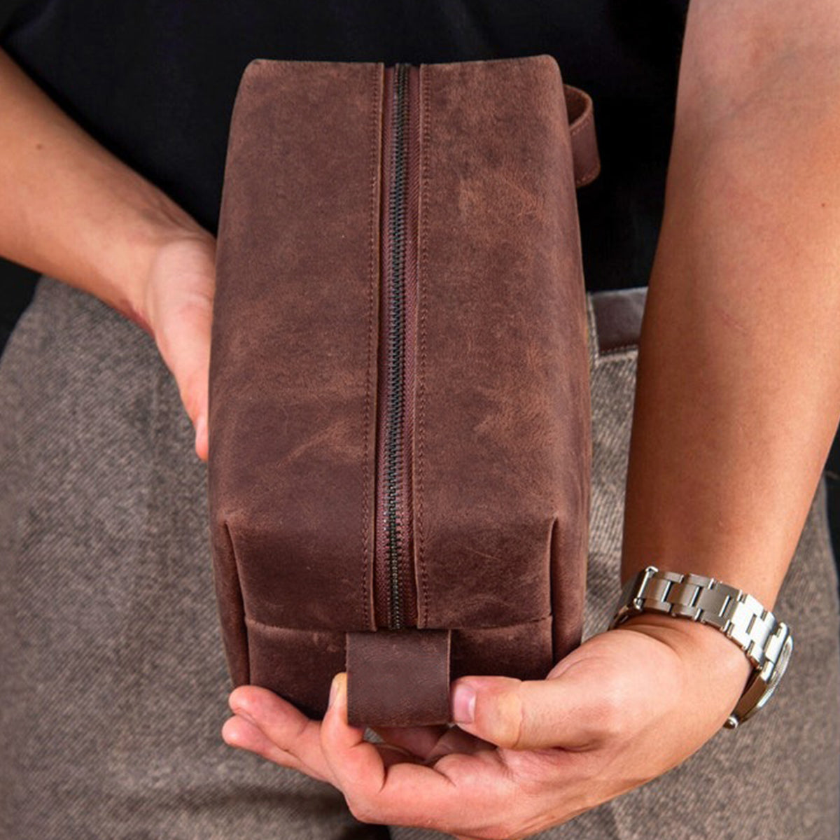 World's Best Dad - Personalized Father Leather Toiletry Bag