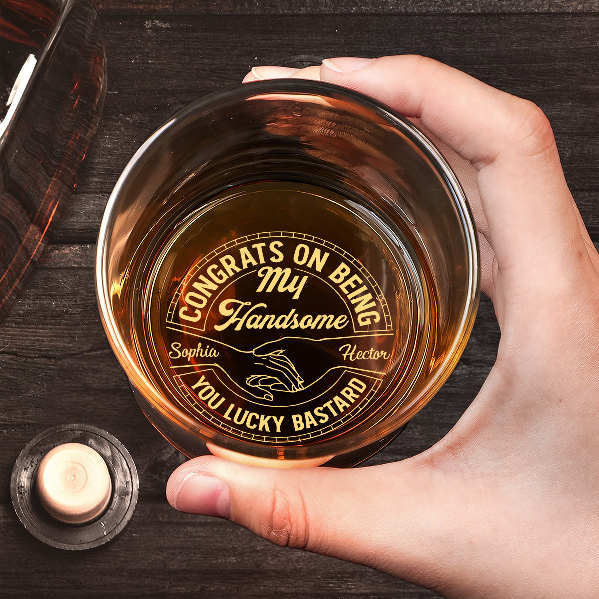 Congrats On Being My Husband - Personalized Couple Engraved Whiskey Glass