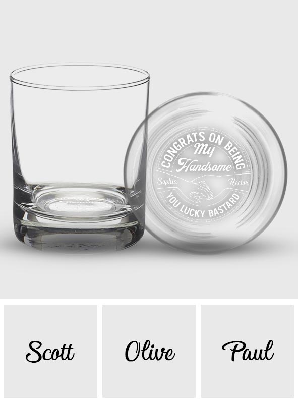 Congrats On Being My Husband - Personalized Couple Engraved Whiskey Glass