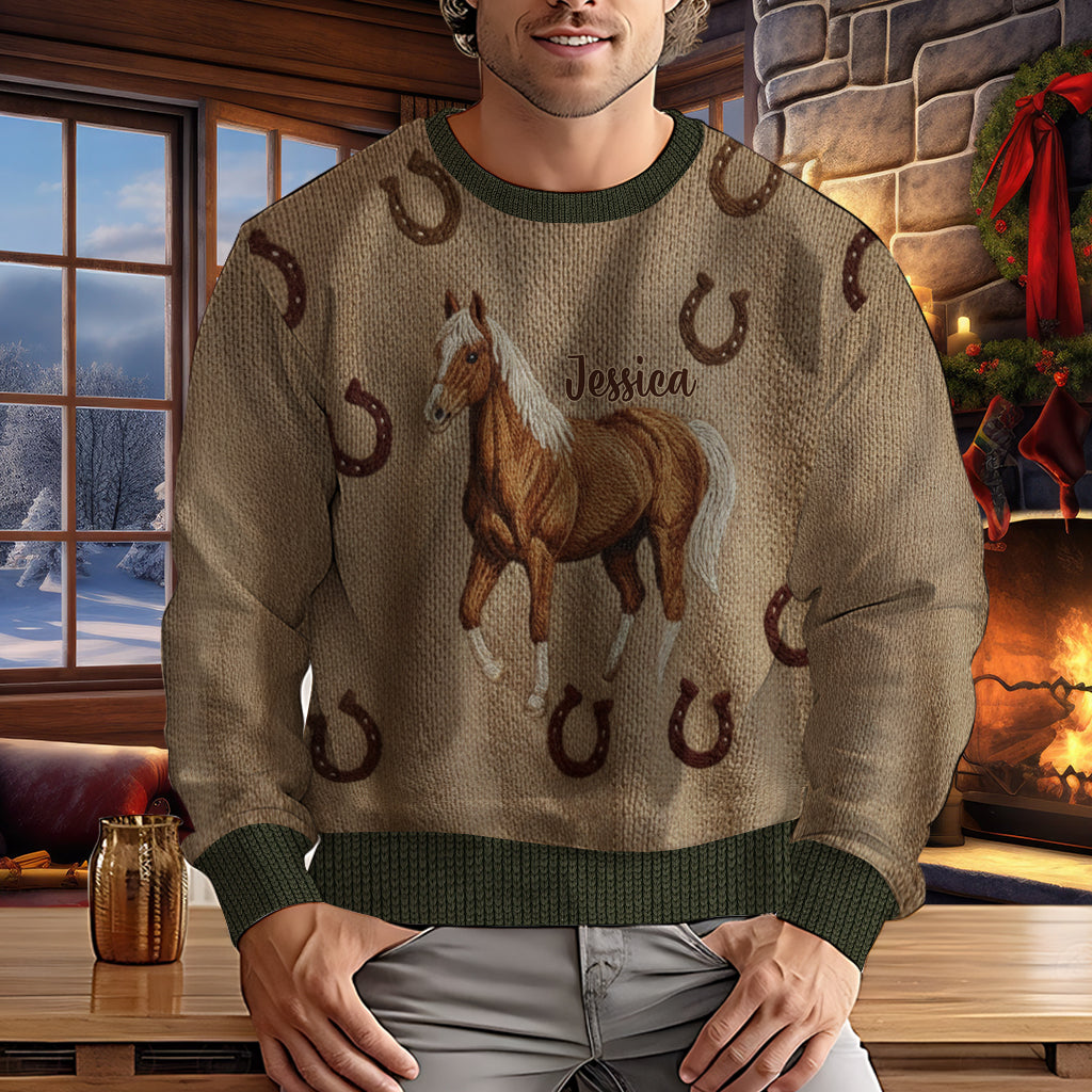 Amoureux des chevaux - Pull moche personnalisé à motif cheval