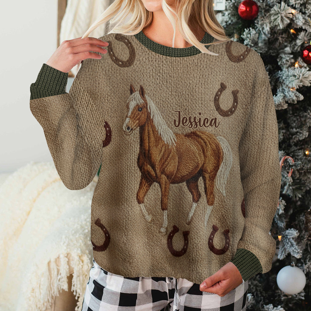 Amoureux des chevaux - Pull moche personnalisé à motif cheval