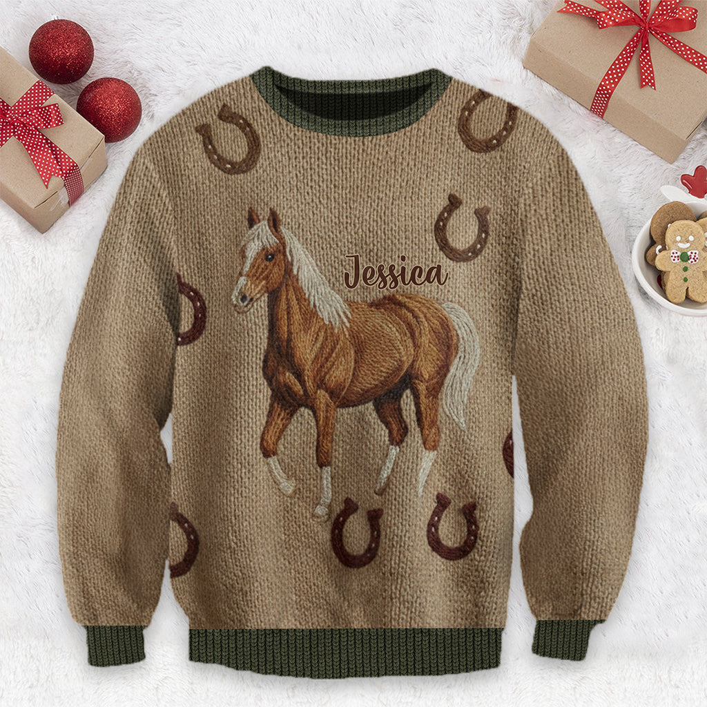 Amoureux des chevaux - Pull moche personnalisé à motif cheval