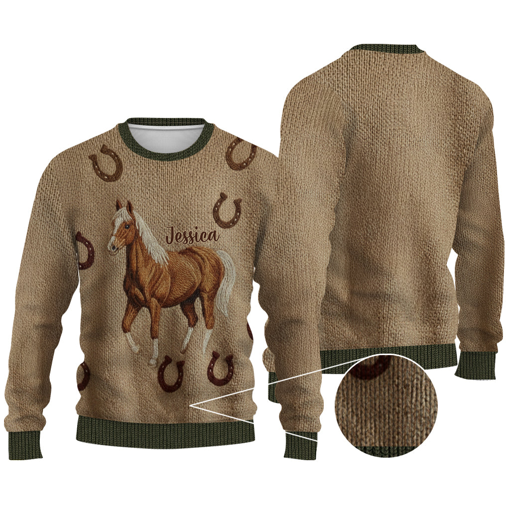 Amoureux des chevaux - Pull moche personnalisé à motif cheval