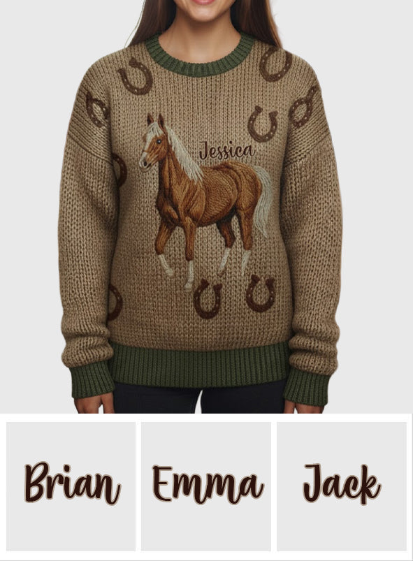 Amoureux des chevaux - Pull moche personnalisé à motif cheval