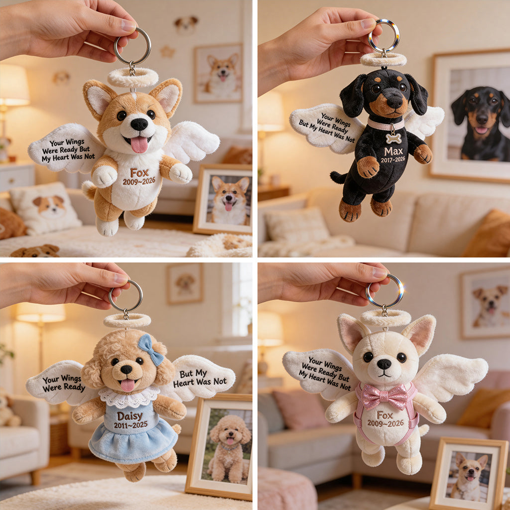 Pet Angel - Personalisierter Hund Plush Schlüsselanhänger