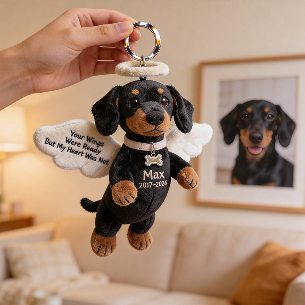 Pet Angel - Personalisierter Hund Plush Schlüsselanhänger