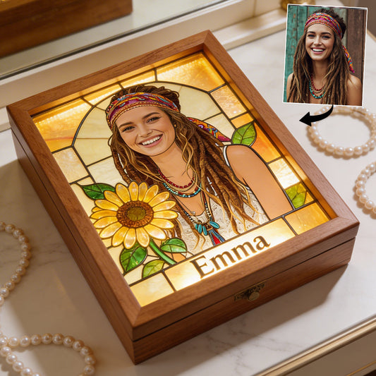 Personalisierte Geburtsblume & Name - Individuelle Holzbox zur Selbstliebe