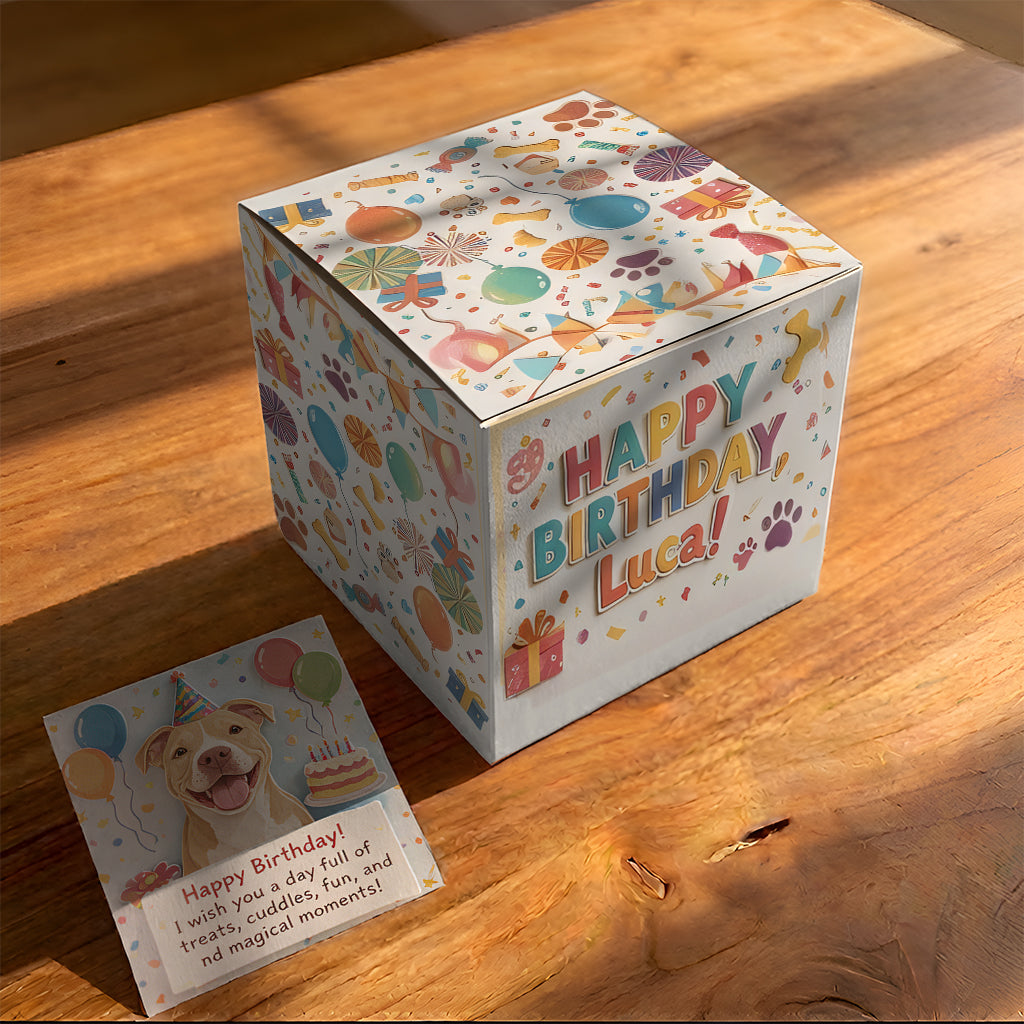 Alles Gute zum Geburtstag - Personalisierte Hund Pop Up Box Karte