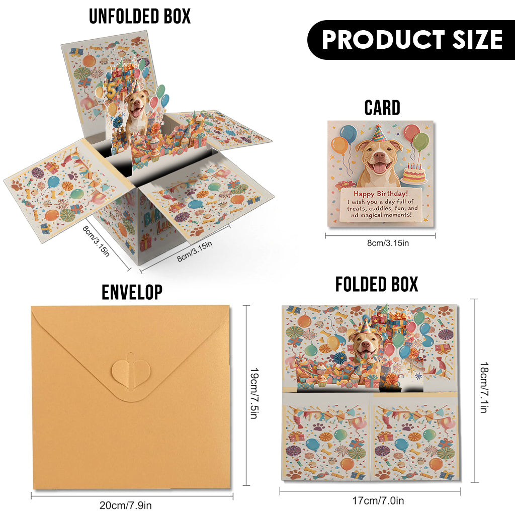 Alles Gute zum Geburtstag - Personalisierte Hund Pop Up Box Karte