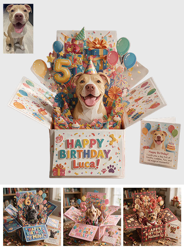 Alles Gute zum Geburtstag - Personalisierte Hund Pop Up Box Karte
