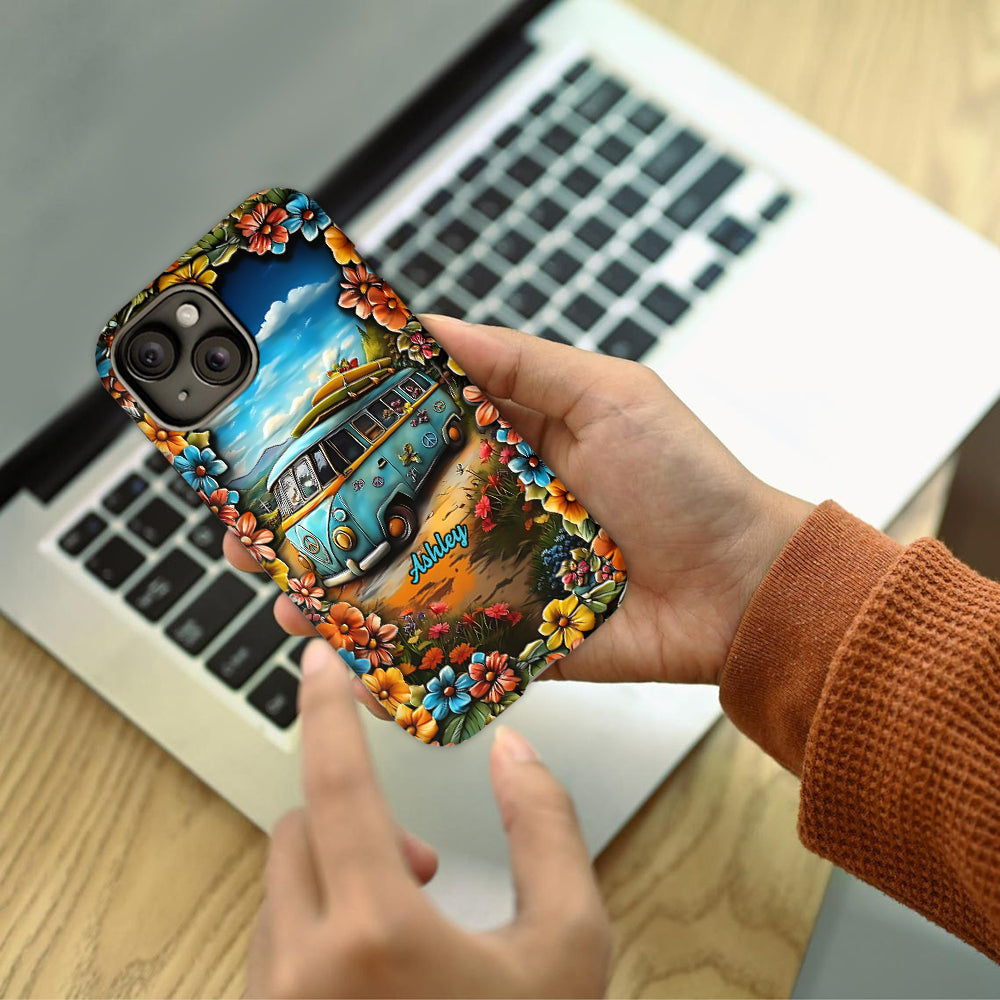 Coque de téléphone personnalisée Hippie Van - Motif hippie intégral
