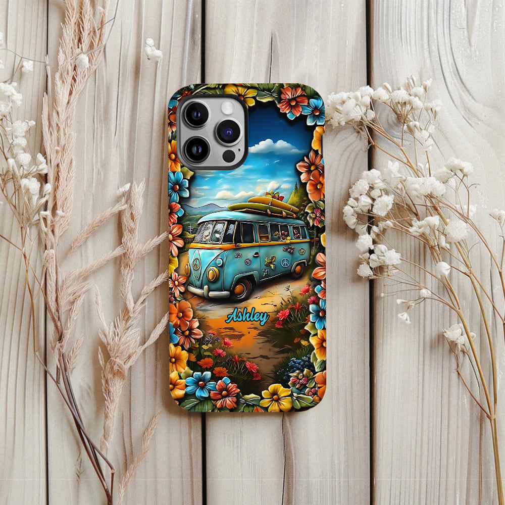Coque de téléphone personnalisée Hippie Van - Motif hippie intégral