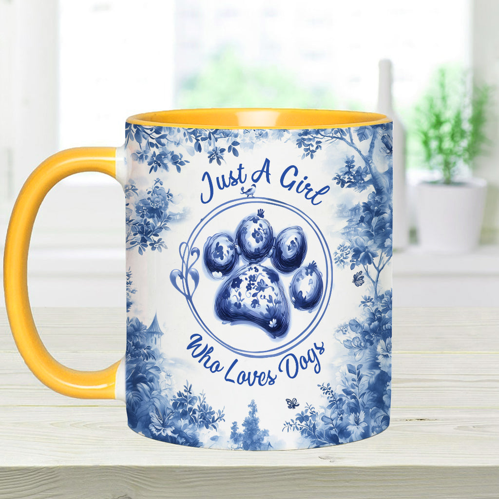 Einfach ein Mädchen, das Hunde liebt – personalisierte Tasse mit Hundemotiv