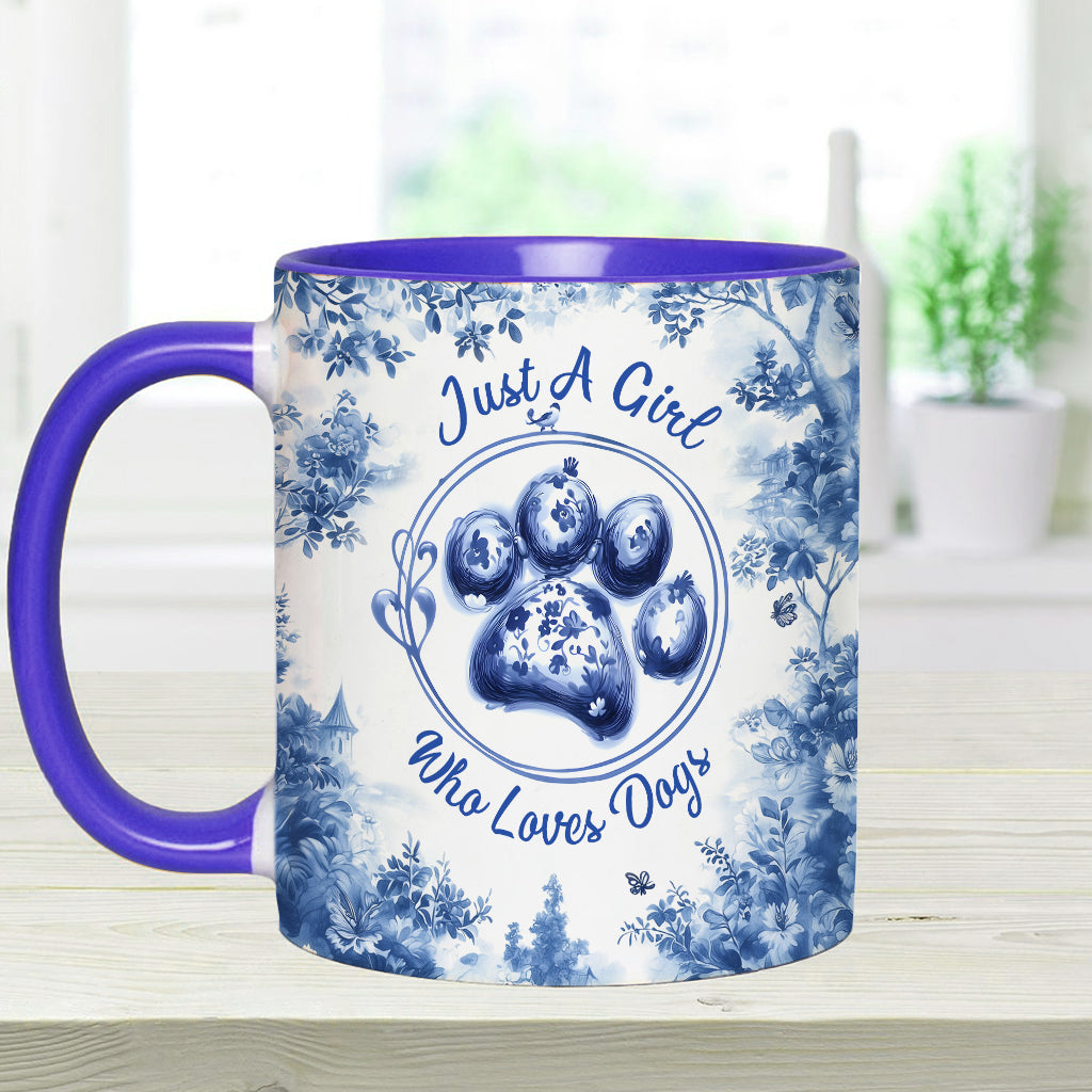 Einfach ein Mädchen, das Hunde liebt – personalisierte Tasse mit Hundemotiv