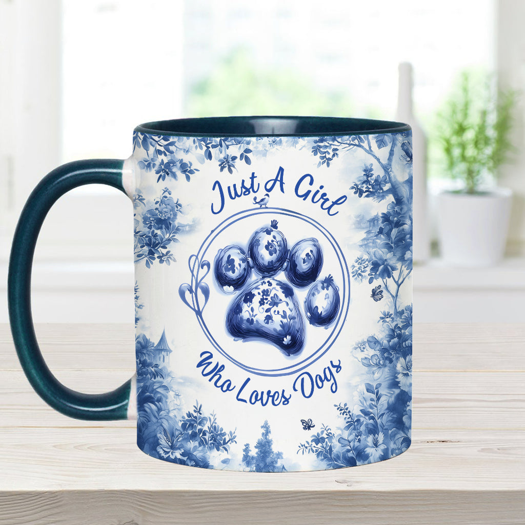 Einfach ein Mädchen, das Hunde liebt – personalisierte Tasse mit Hundemotiv