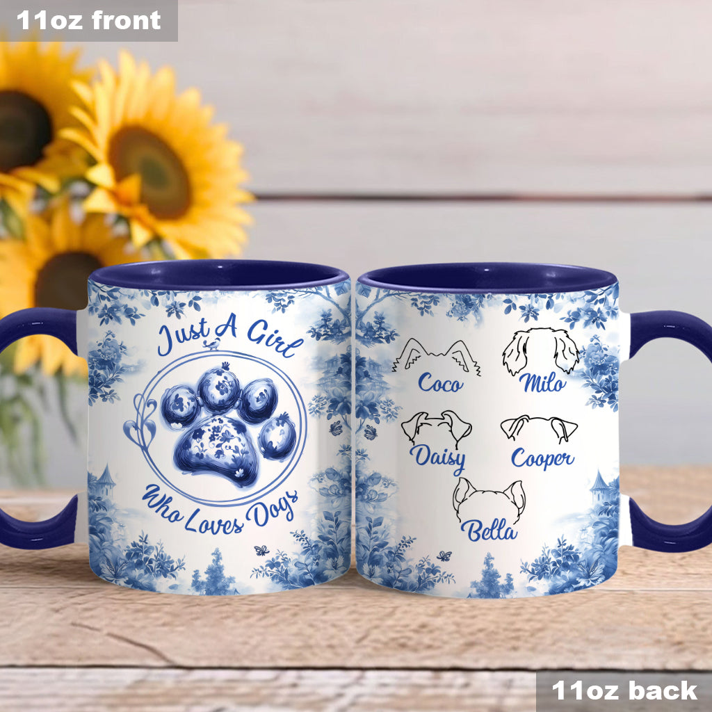 Einfach ein Mädchen, das Hunde liebt – personalisierte Tasse mit Hundemotiv