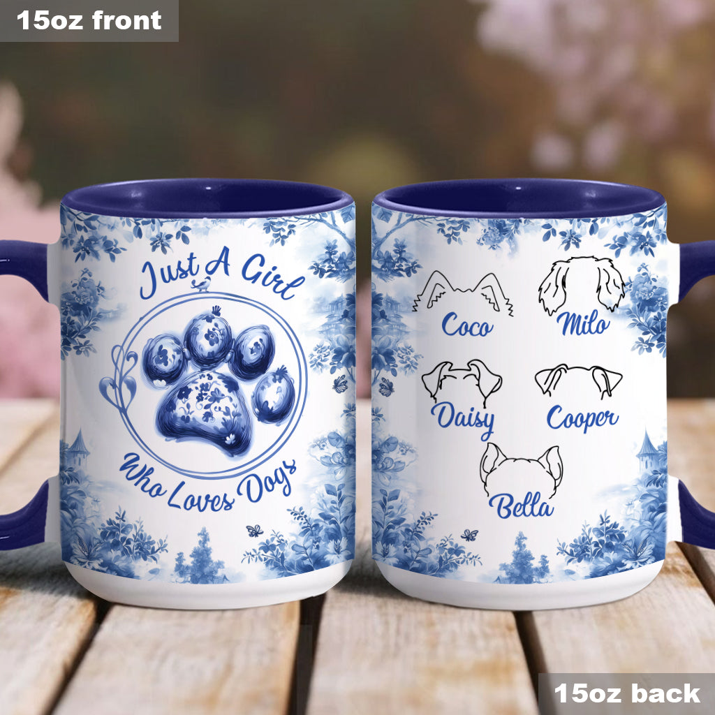 Einfach ein Mädchen, das Hunde liebt – personalisierte Tasse mit Hundemotiv