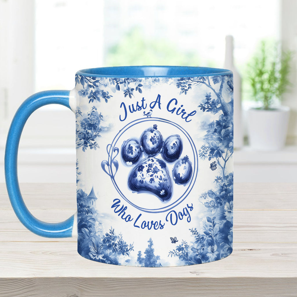 Einfach ein Mädchen, das Hunde liebt – personalisierte Tasse mit Hundemotiv