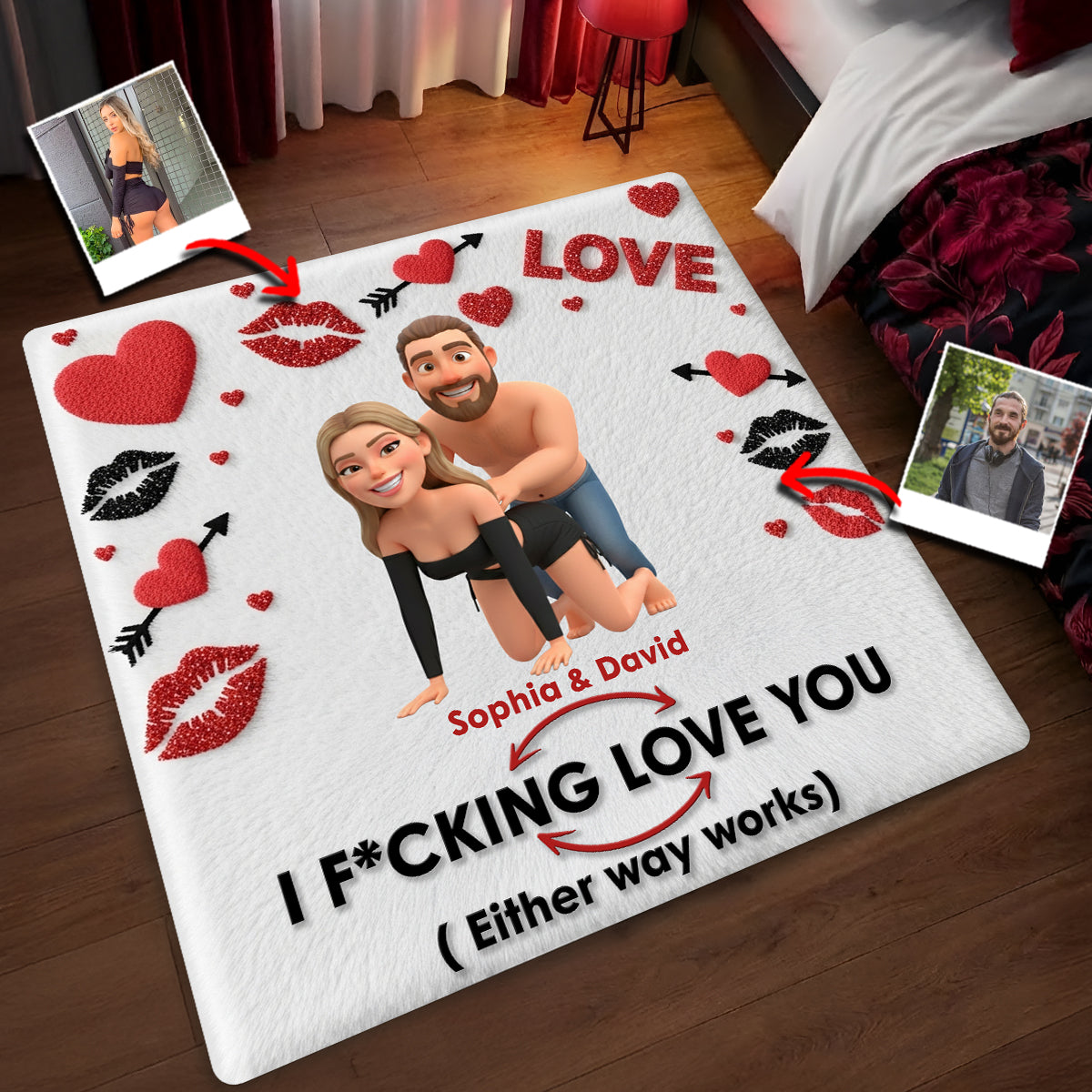 I F*cking Love You Either Way Works - Personalized Couple Non-Slip Tufted Rug