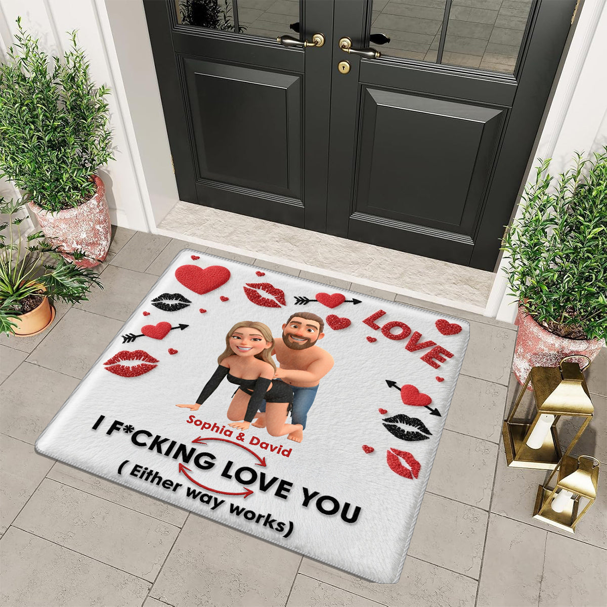 I F*cking Love You Either Way Works - Personalized Couple Non-Slip Tufted Rug