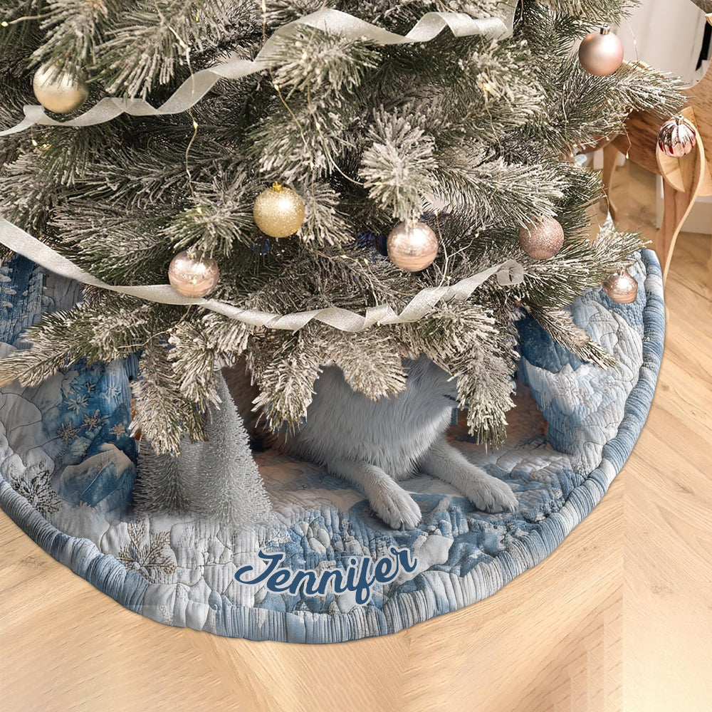 Jupe de sapin personnalisée en forme de loup - Winter Wolf