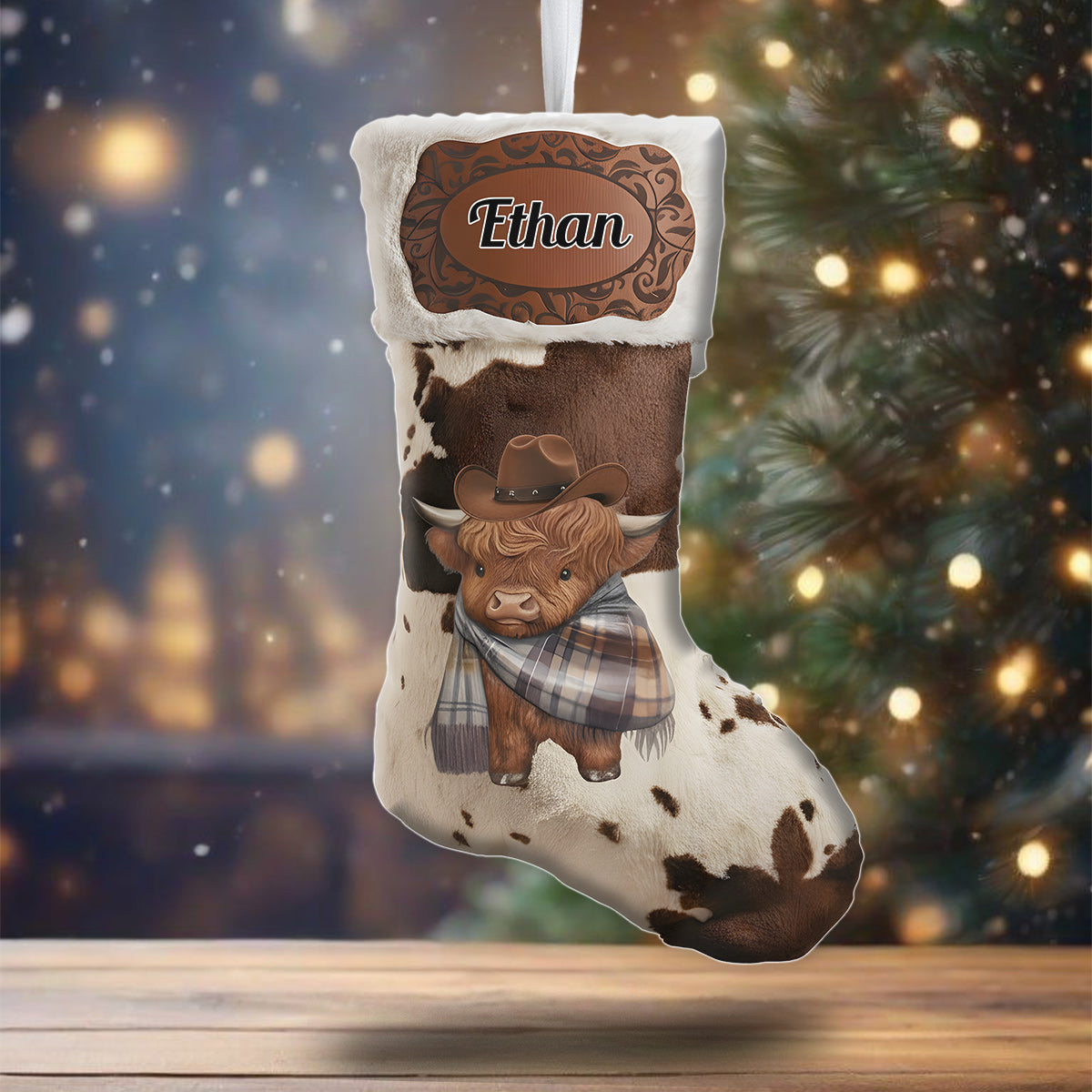 Fröhliche Weihnachten – Personalisierter Weihnachtsstrumpf in Cowboy-/Cowgirl-Form