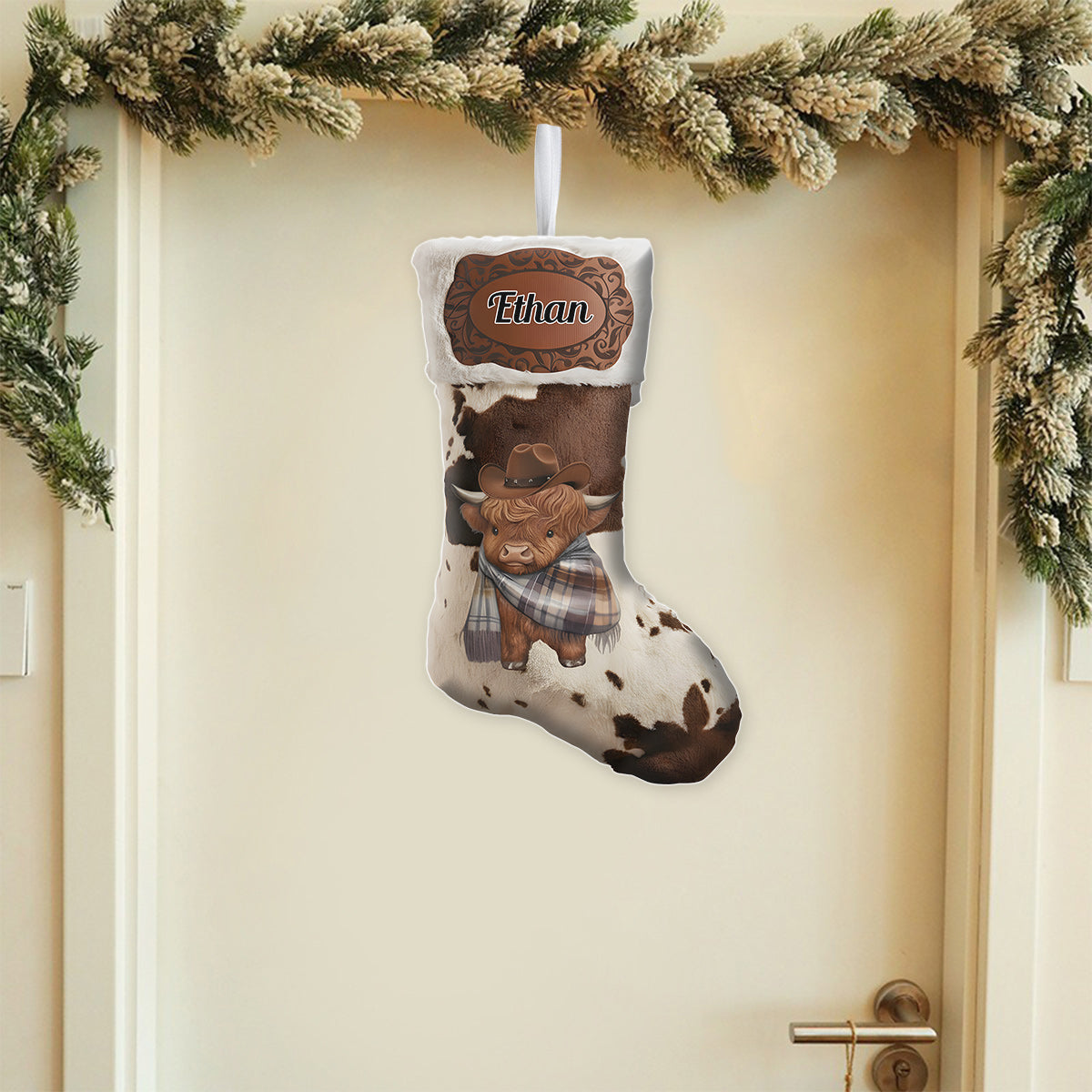 Fröhliche Weihnachten – Personalisierter Weihnachtsstrumpf in Cowboy-/Cowgirl-Form
