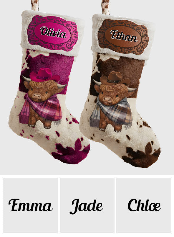 Fröhliche Weihnachten – Personalisierter Weihnachtsstrumpf in Cowboy-/Cowgirl-Form