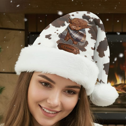 Liebe zu Hochlandrindern – Personalisierte Hochlandrind-Weihnachtsmannmütze