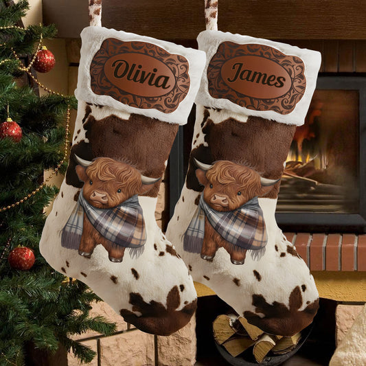 Frohe Weihnachten – Personalisierter Weihnachtsstrumpf in Form eines Hochlandrindes