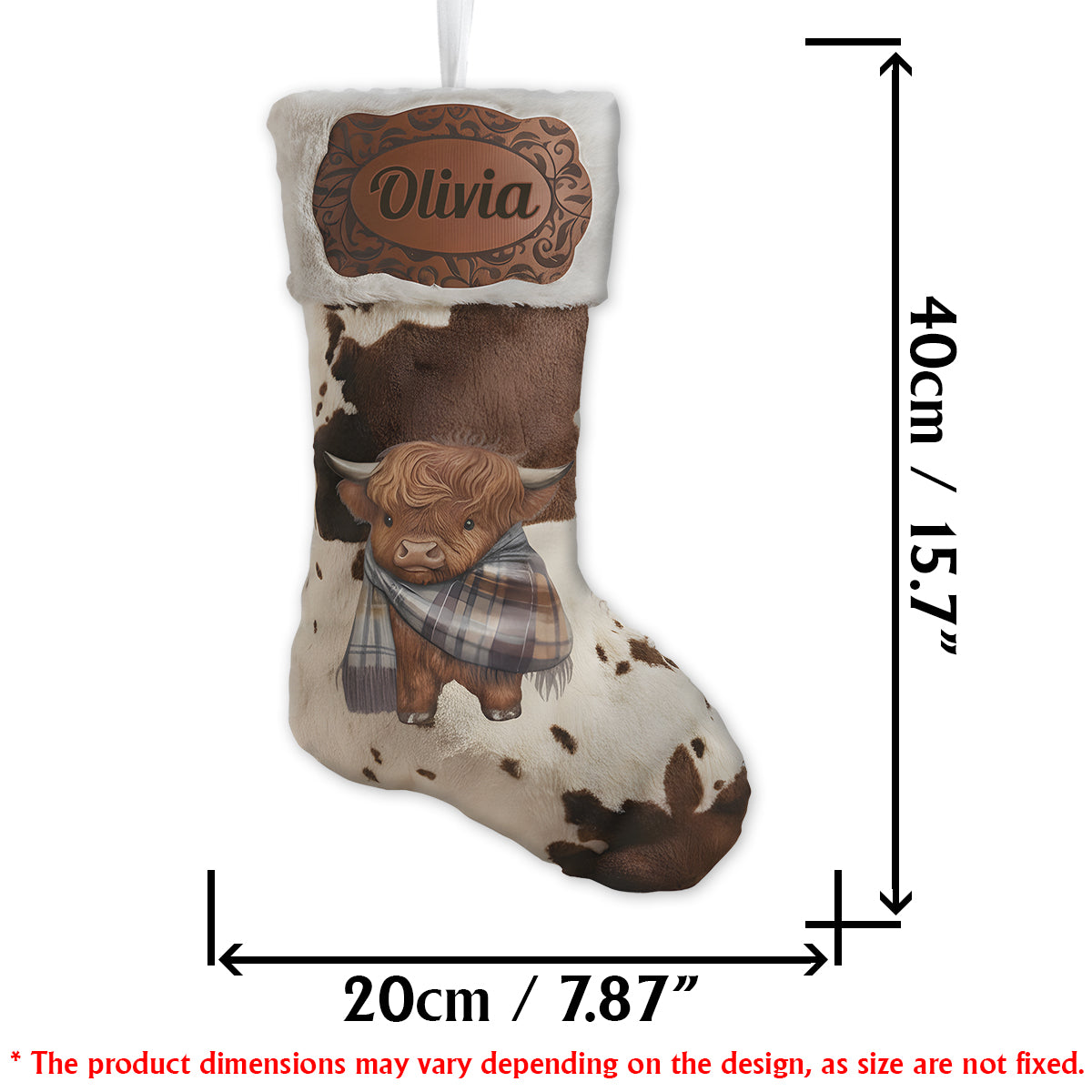 Joyeux Noël - Chaussette de Noël personnalisée en forme de vache des Highlands
