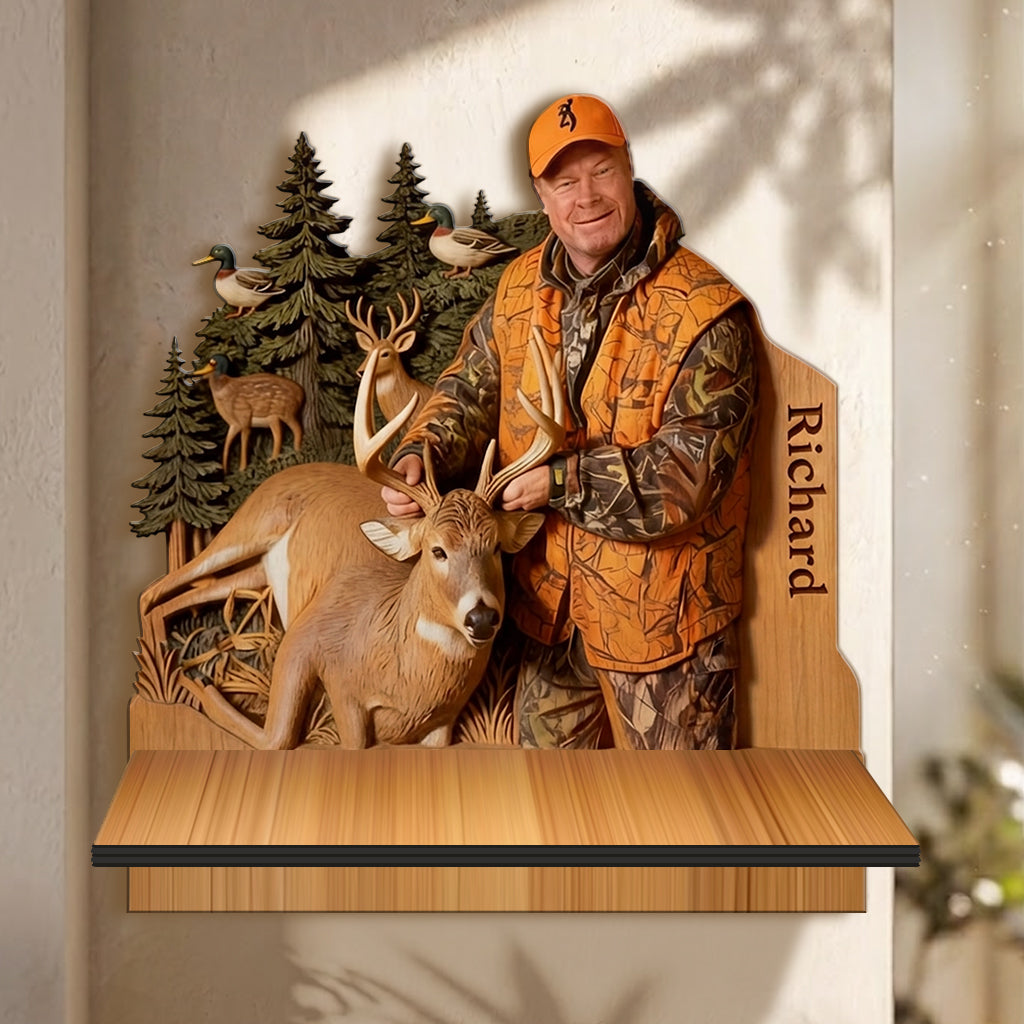 Wild Hunting - Personalized Hunting Wooden Floating Shelf