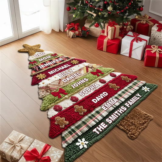 Joyeux Noël - Tapis touffeté antidérapant personnalisé pour toute la famille