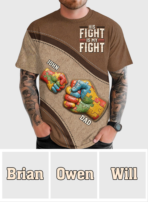 Son combat est mon combat - T-shirt personnalisé de sensibilisation à l'autisme