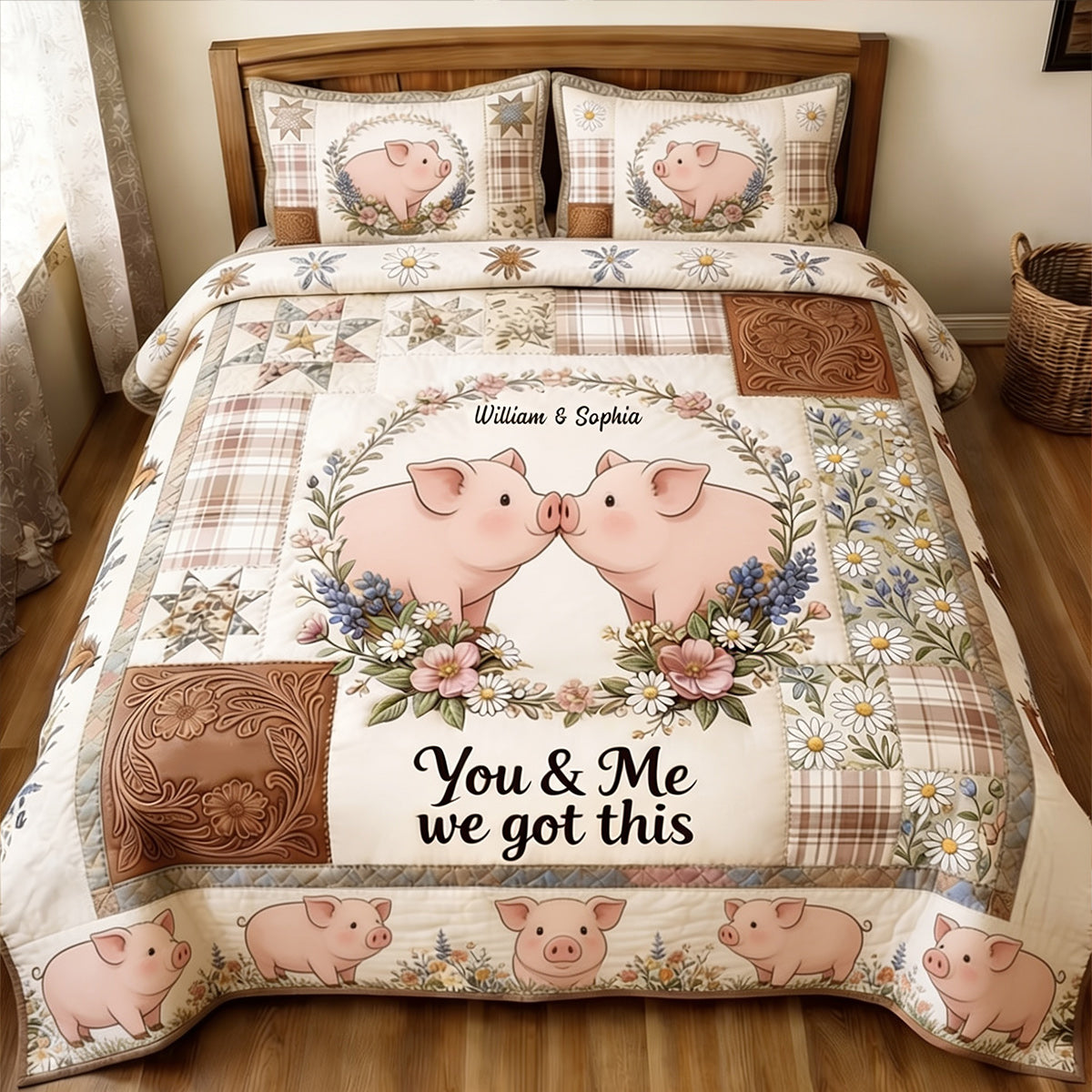 You & Me We Got This - Personalized Pig Lover Quilt Set