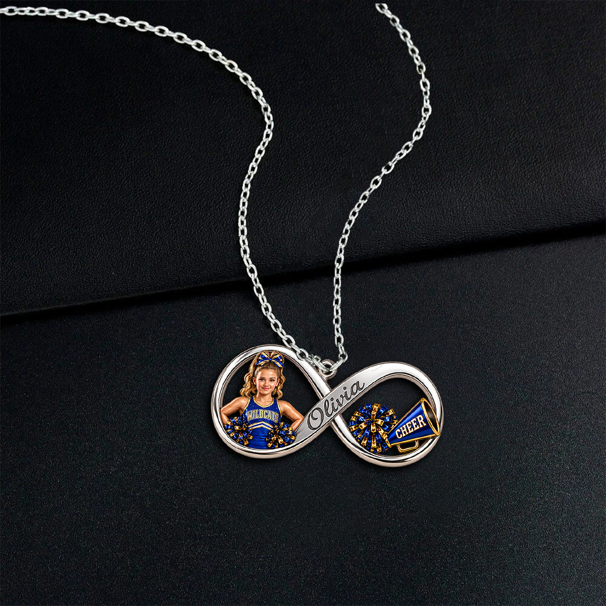 Love Being A Cheerleader - Personalized Cheerleading Shaped Metal Pendant Necklace