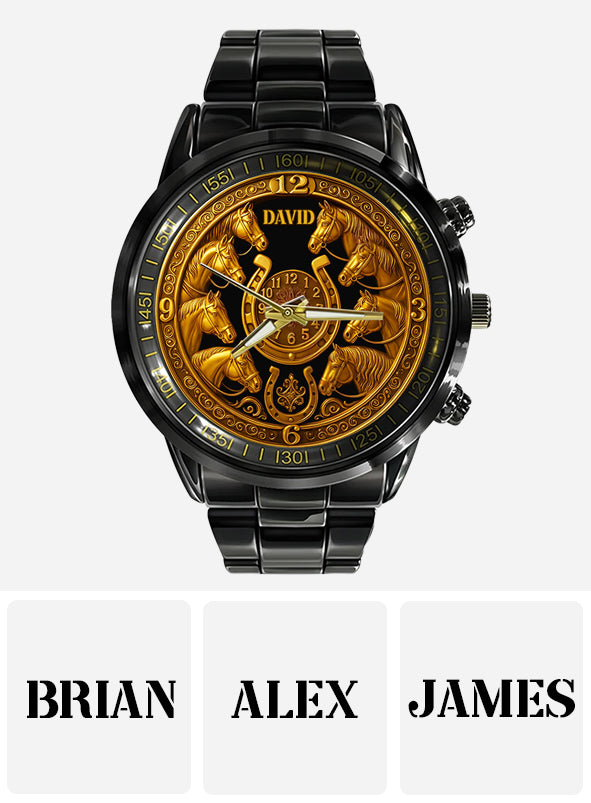 Golden Horse - Montre-bracelet personnalisée à motif cheval